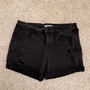 Refuge Charcoal Distressed Jean Shorts